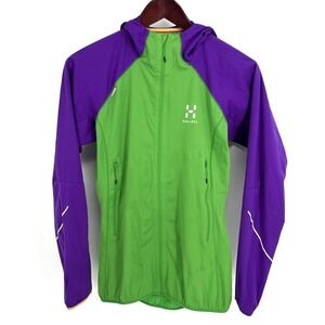 Haglofs Womens LIM Series Q Versa Hooded Jacket Purple Green Small Goretex Shell